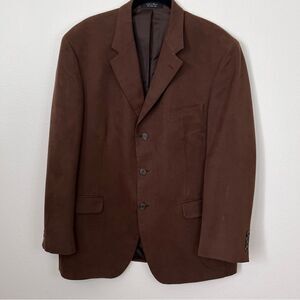 Gianfranco Ruffini Blazer Sport Coat Jacket Polyester Suede Brown Size 46R